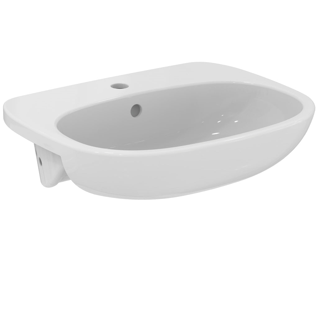 Ideal Standard Tesi 55cm 1 taphole semi-countertop washbasin with overflow