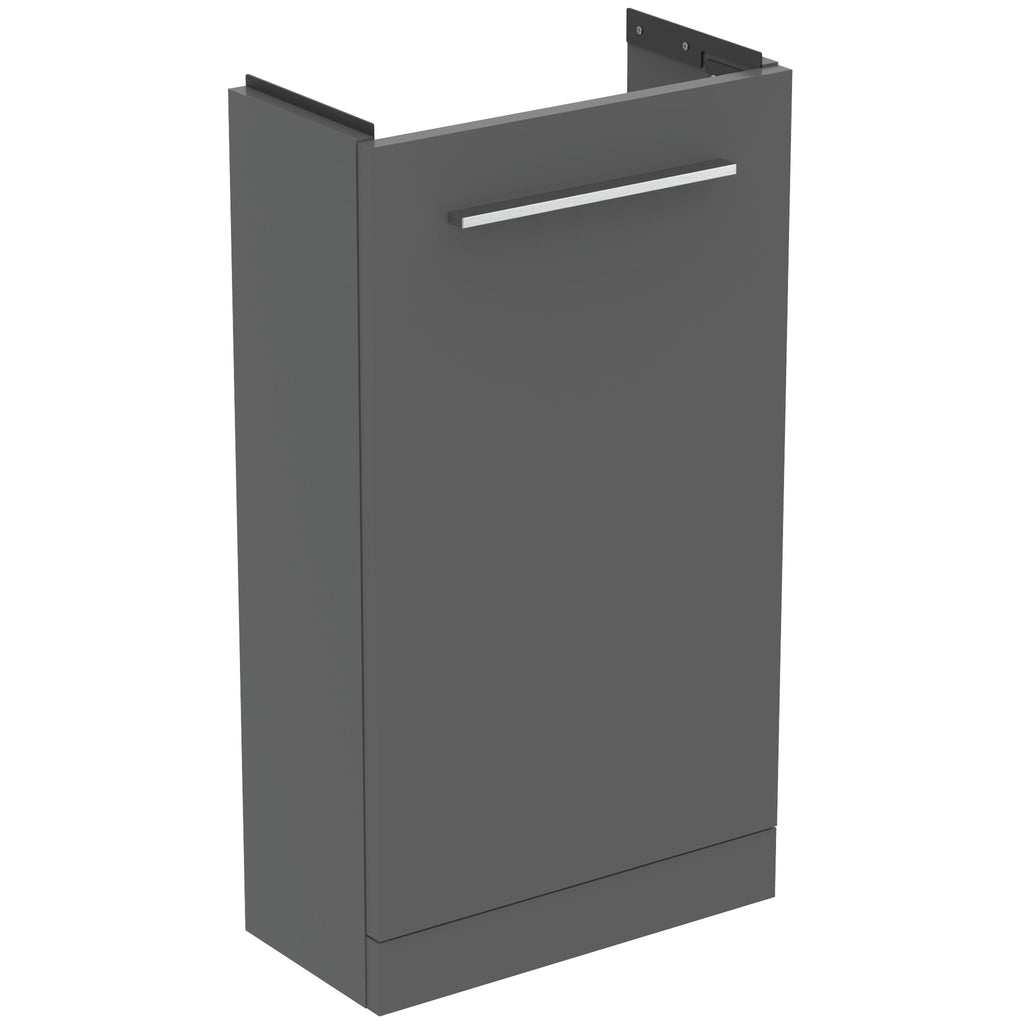 Ideal Standard i.Life S Cloakroom Floor Standing 1 Door Vanity Unit 410(W) x 205(D) x 740(H)mm with Basin and Matt Black Handle Matt Quartz Grey Finish