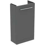 Ideal Standard i.Life S Cloakroom Floor Standing 1 Door Vanity Unit 410(W) x 205(D) x 740(H)mm with Basin and Matt Black Handle Matt Quartz Grey Finish