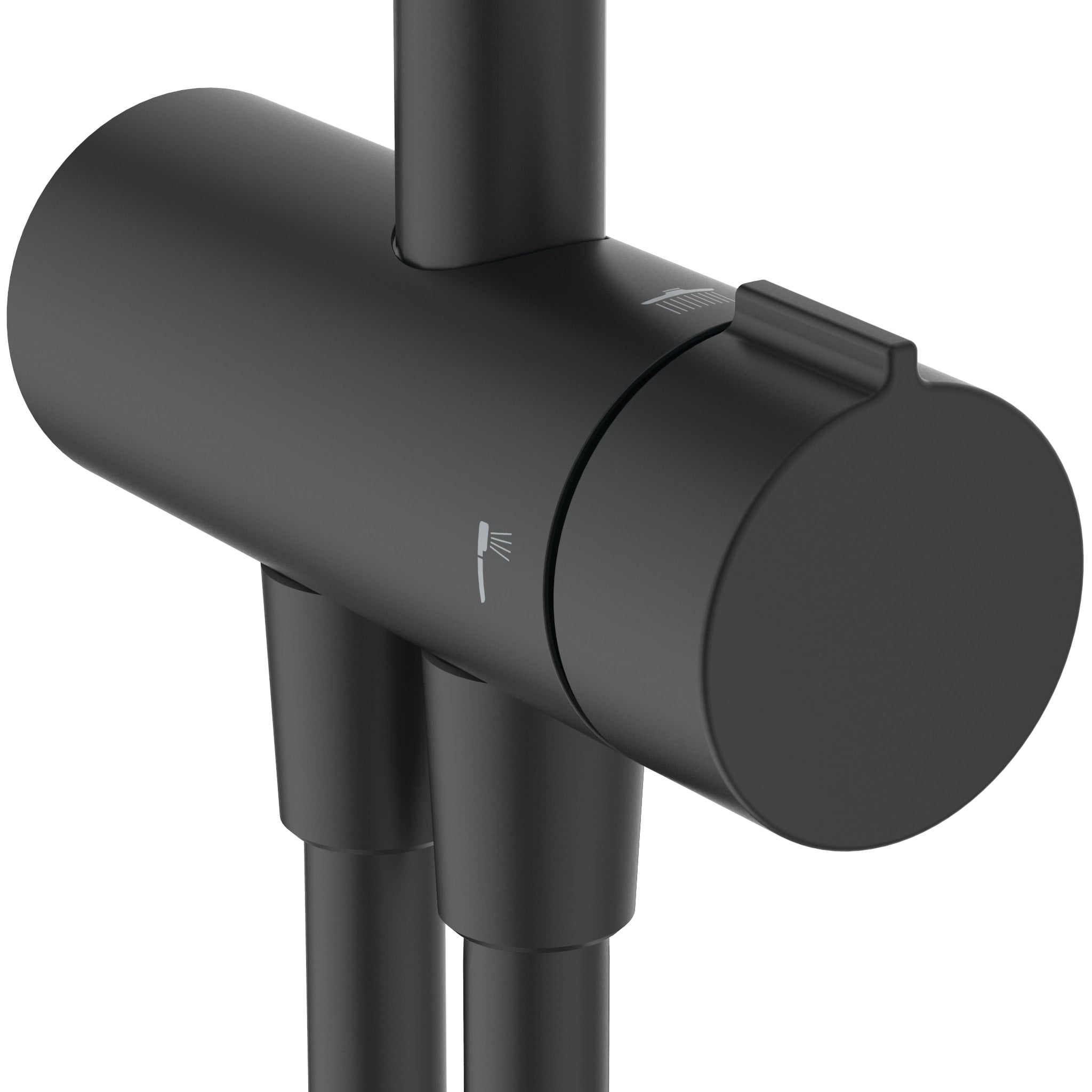 Ideal Standard Ceraflow T25+ shower diverter system with 260mm 2 function showerhead and 100mm 2 function handspray Matt Black Finish