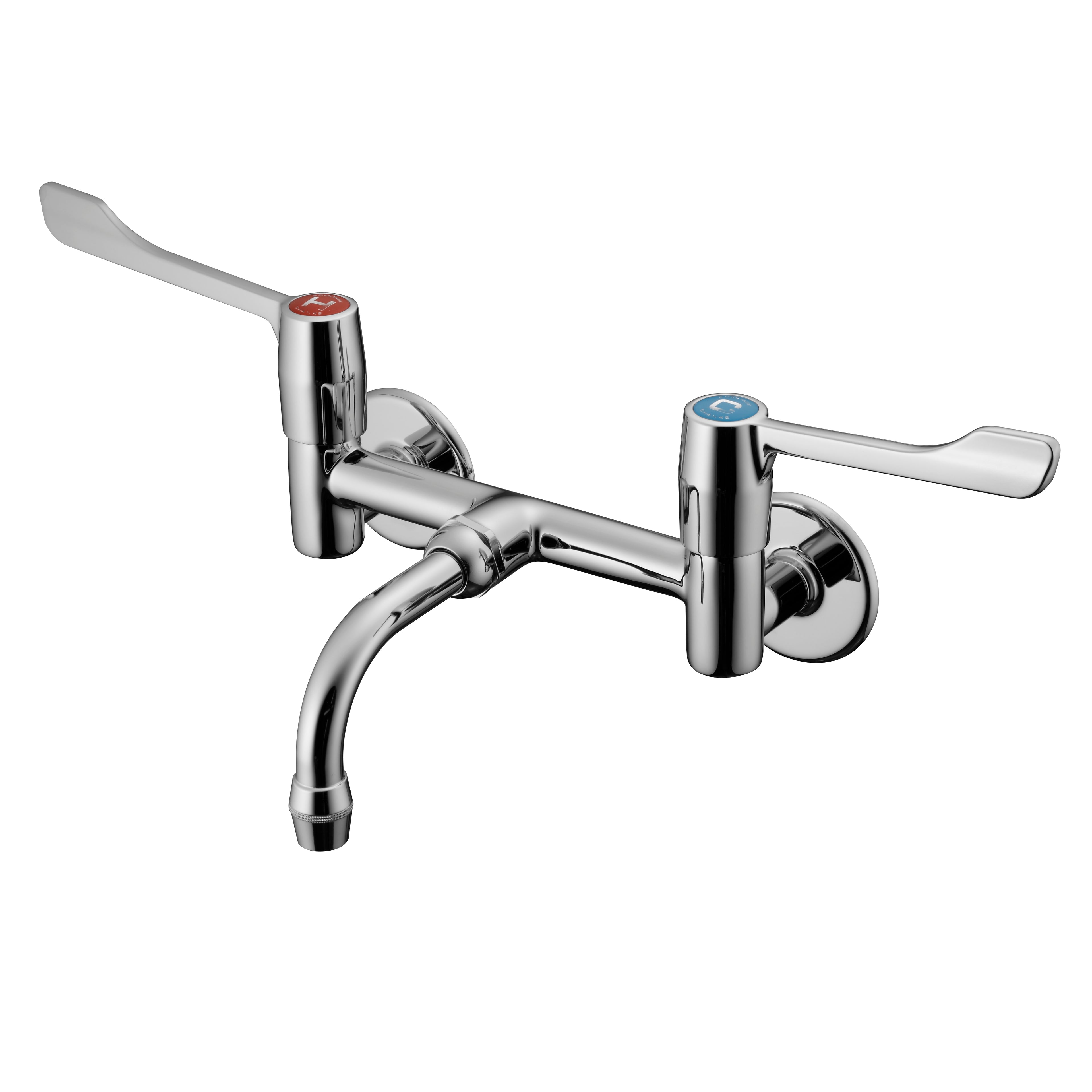 Armitage Shanks Markwik " wall mounted mixer with single flow horizontal spout, anti-splash outlet, 150mm levers and concealed inlets.
