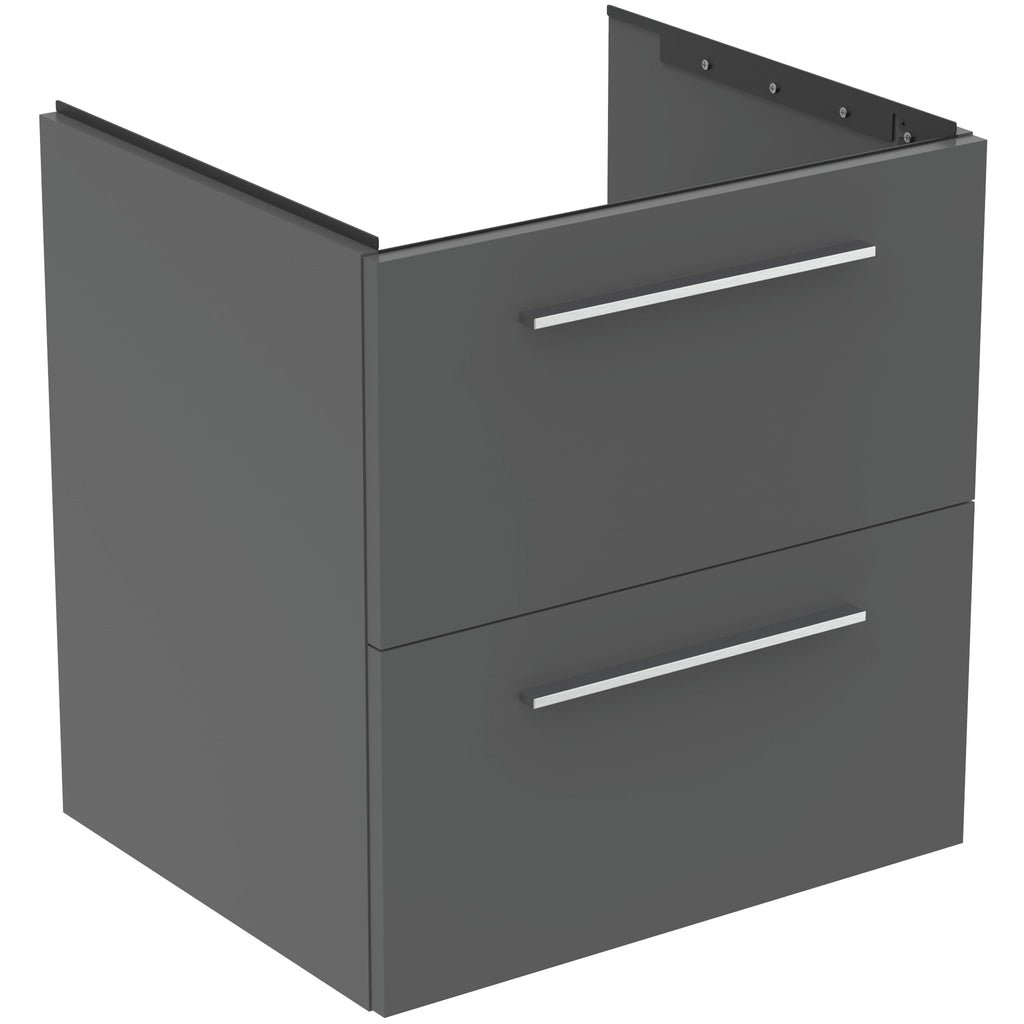 Ideal Standard i.Life B 600mm Wall Hung Vanity Unit With 2 Drawers Matt Quartz Grey