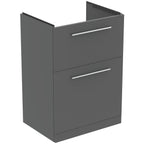 Ideal Standard i.Life A 60cm floor standing vanity unit with 2 drawers (separate handles required), quartz grey matt