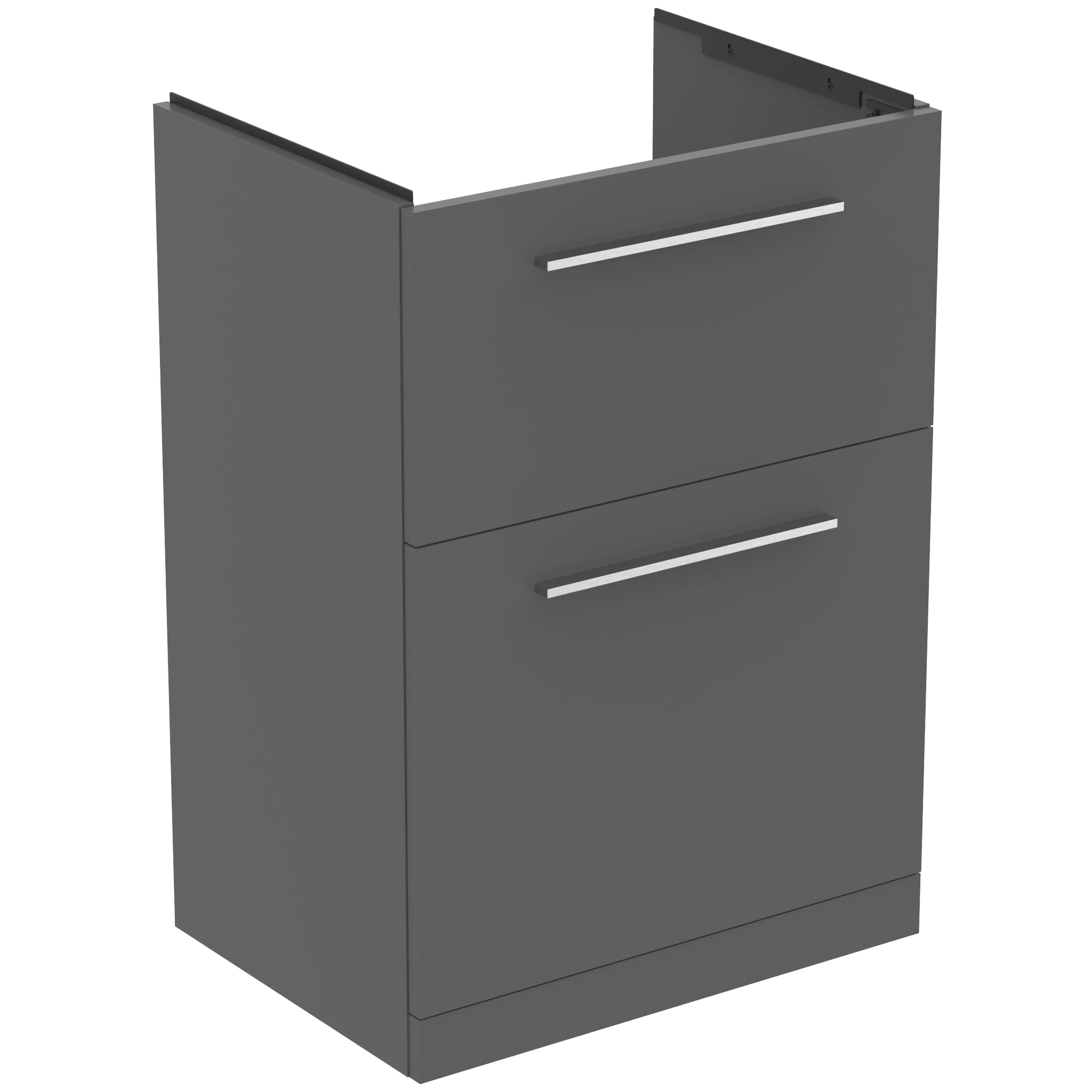 Ideal Standard i.Life A 60cm floor standing vanity unit with 2 drawers (separate handles required), quartz grey matt