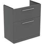 Ideal Standard i.Life A Floor Standing Vanity Unit 800W x 440mmD 2 Drawers Quartz Grey Matt