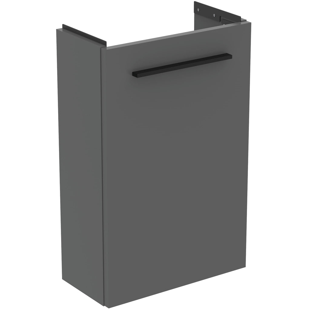 Ideal Standard i.Life S Cloakroom Wall Hung 1 Door Vanity Unit with Basin and Matt Black Handle Matt Quartz Grey Finish