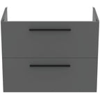 Ideal Standard i.Life A 80cm wall hung vanity unit with 2 drawers (separate handles required), quartz grey matt