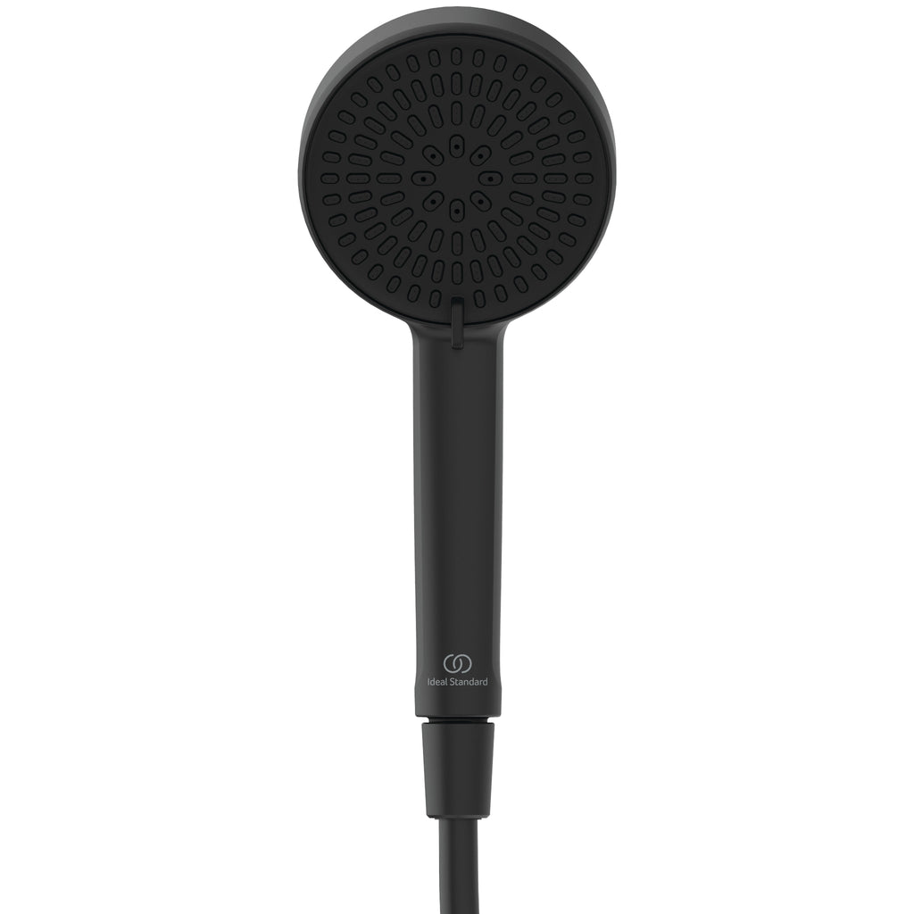 Ideal Standard Ceraflow T25+ shower diverter system with 260mm 2 function showerhead and 100mm 2 function handspray Matt Black Finish