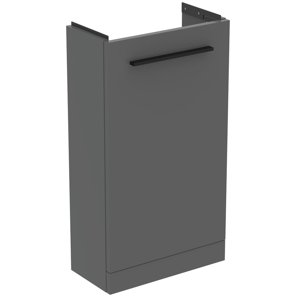 Ideal Standard i.Life S Cloakroom Floor Standing 1 Door Vanity Unit 410(W) x 205(D) x 740(H)mm with Basin and Matt Black Handle Matt Quartz Grey Finish
