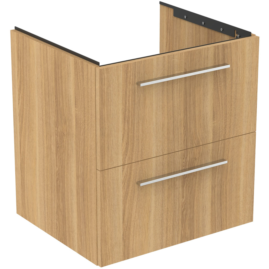 Ideal Standard i.Life B 60cm wall hung vanity unit with 2 drawers, natural oak