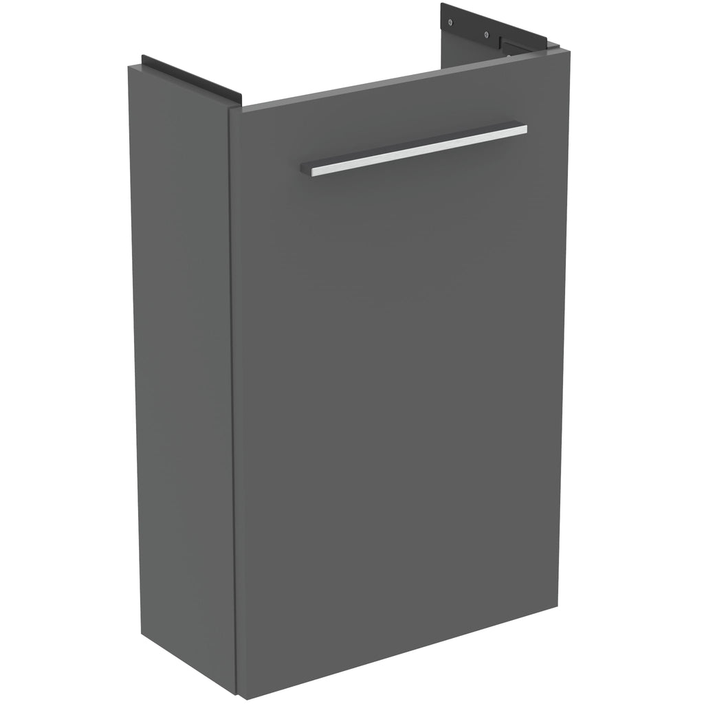 Ideal Standard i.Life S Cloakroom Wall Hung 1 Door Vanity Unit with Basin and Matt Black Handle Matt Quartz Grey Finish