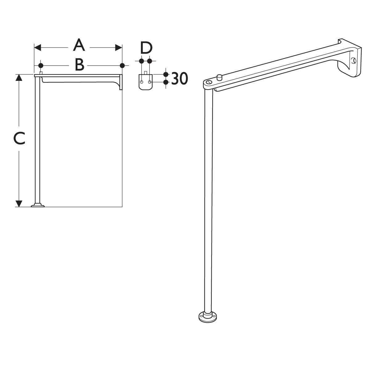 Armitage Shanks 350mm stainless steel leg with 355mm screw-to-wall aluminium alloy bearer, 305mm stud (pair).