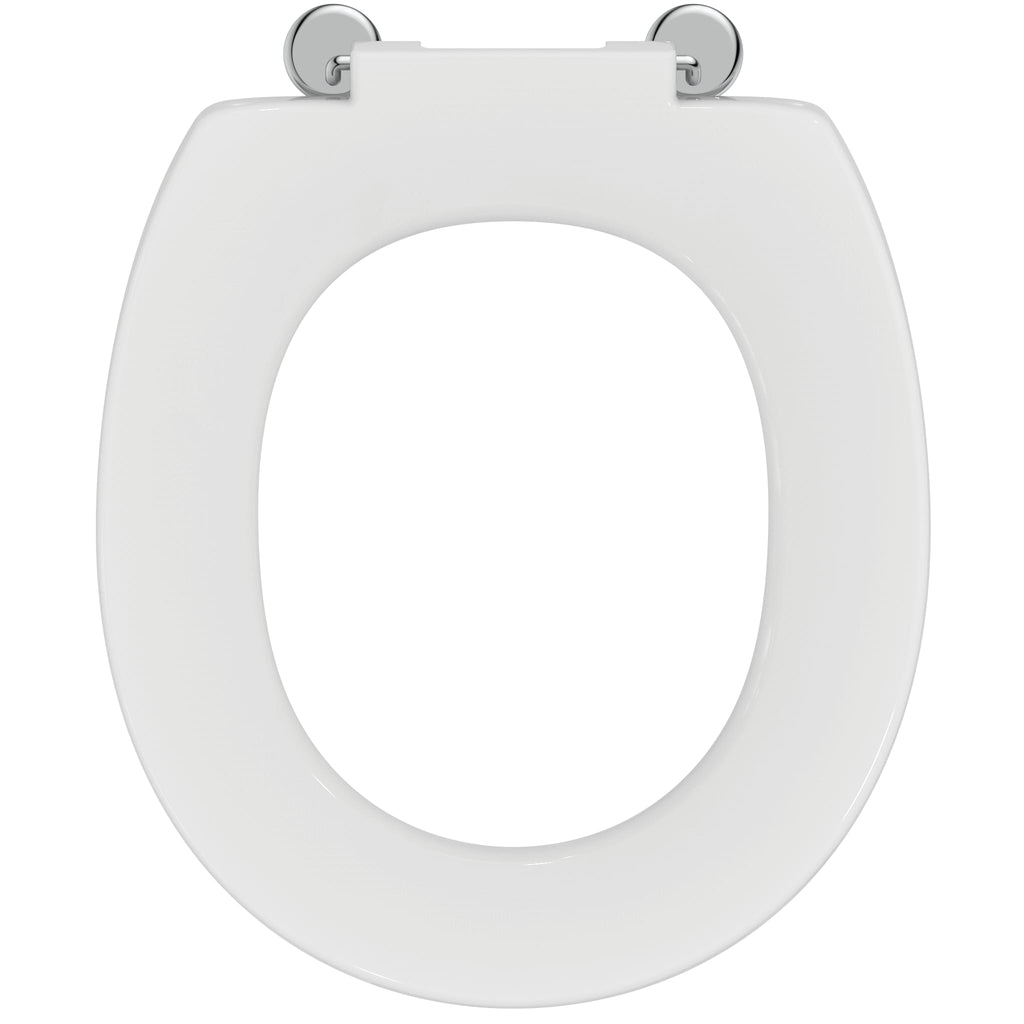 Armitage Shanks Contour 21 toilet seat only with bottom fix hinges for 355mm high toilet bowls, white.