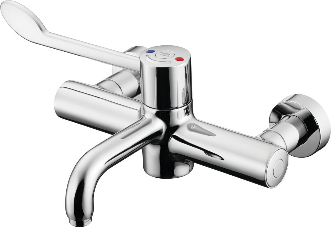 Armitage Shanks Markwik 21 integral thermostat, single sequential lever bib mixer, single flow horizontal outlet, 2 x 1/2" inlets at 200mm centres, Armitage Bioguard outlet fitted.