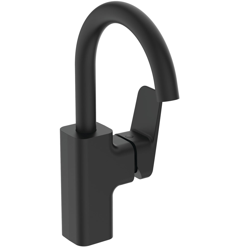 Ideal Standard Ceraplan Single Lever High Spout Swan Basin Mixer Silk Black