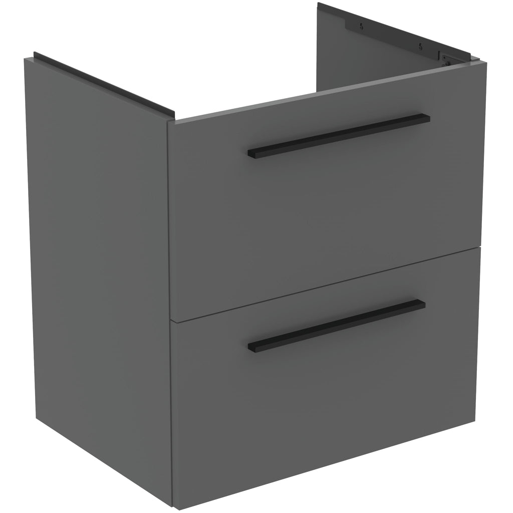 Ideal Standard i.Life A 600mm Wall Hung Vanity Unit With 2 Drawers (Separate Handles Required), Matt Quartz Grey