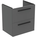 Ideal Standard i.Life A 600mm Wall Hung Vanity Unit With 2 Drawers (Separate Handles Required), Matt Quartz Grey