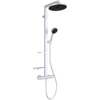 Ideal Standard Ceratherm ALU+ Shower System with exposed single lever shower mixer 260mm 2 function shower head 100mm 2 function handspray and 2 shelves silver