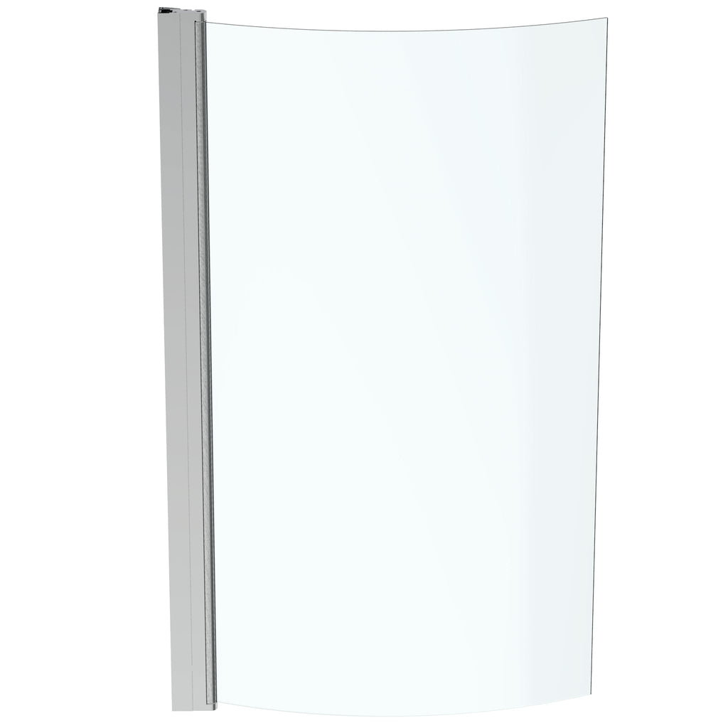 Ideal Standard Tempo Arc shower bath screen with clear glass and bright silver finish