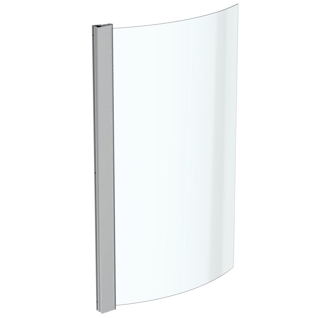 Ideal Standard Tempo Arc shower bath screen with clear glass and bright silver finish
