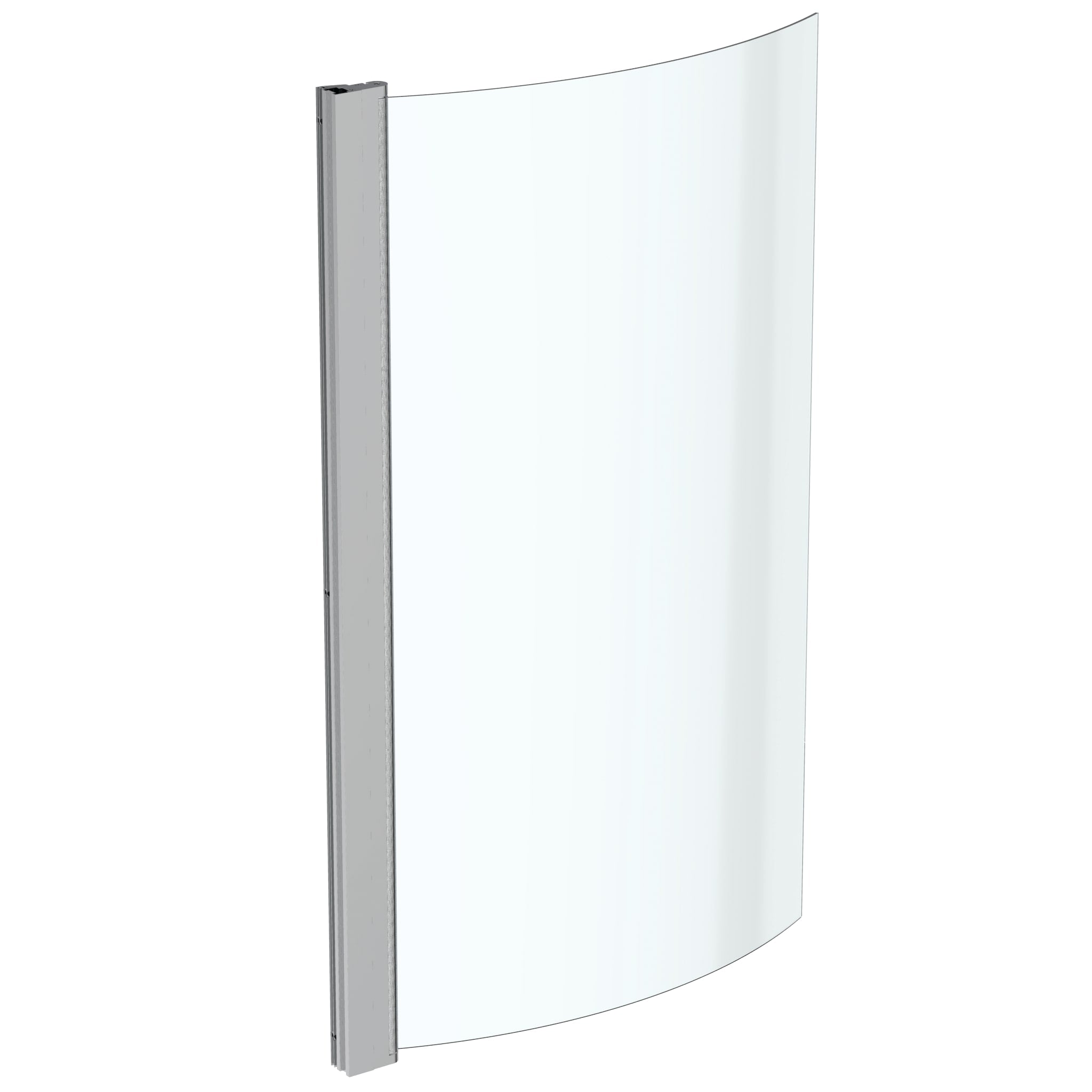 Ideal Standard Tempo Arc shower bath screen with clear glass and bright silver finish