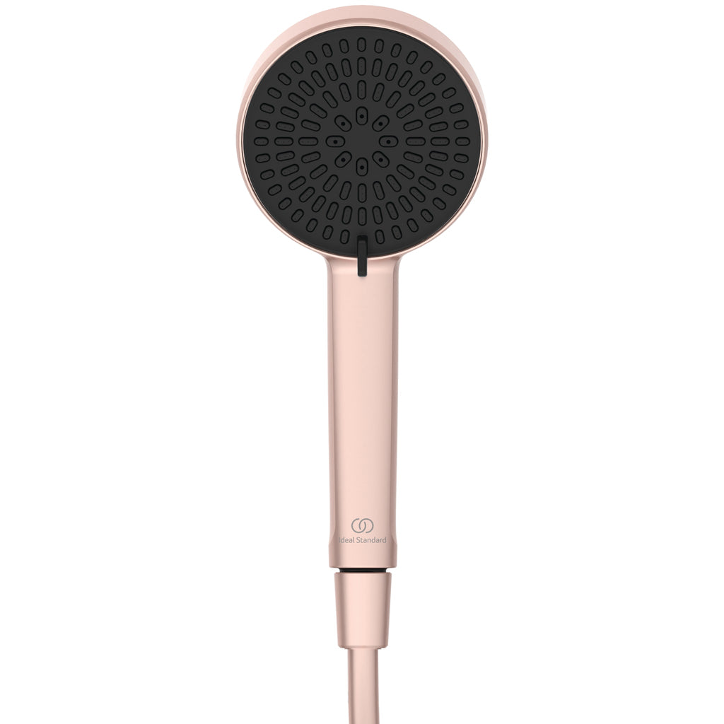 Ideal Standard Ceratherm ALU+ Shower System with exposed single lever shower mixer 260mm 2 function shower head 100mm 2 function handspray and 2 shelves Rose