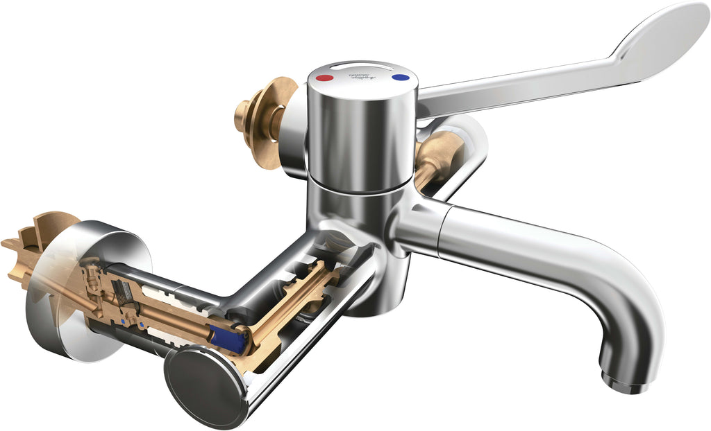 Armitage Shanks Markwik 21+ panel mounted thermostatic basin mixer, single sequential lever, demountable with detachable spout.