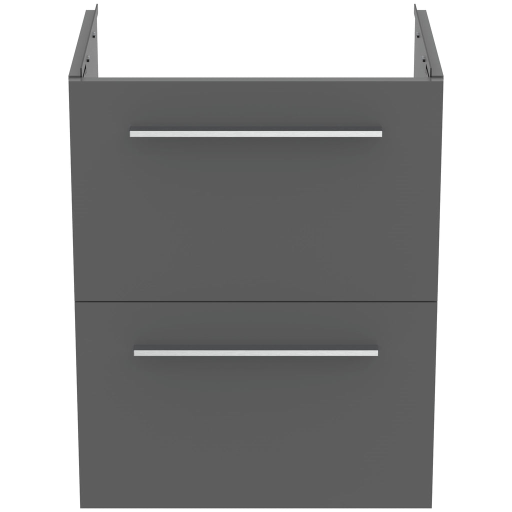 Ideal Standard i.Life S 50cm compact wall hung vanity unit with 2 drawers (separate handles required), quartz grey matt