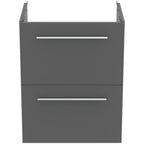 Ideal Standard i.Life S 50cm compact wall hung vanity unit with 2 drawers (separate handles required), quartz grey matt