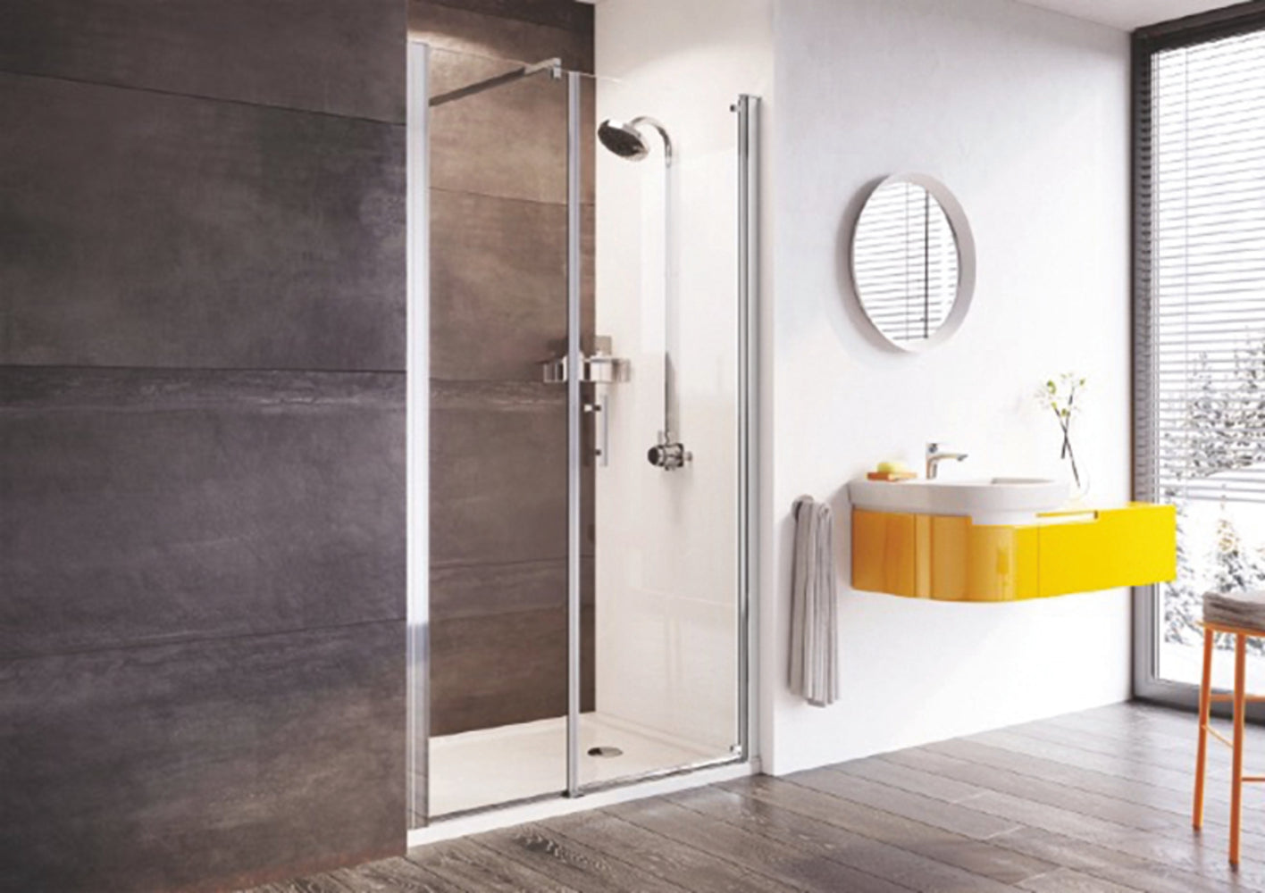 iflo Linhope Pivot Door with Inline Panel for Alcove Fitting 1200mm Polished Chrome