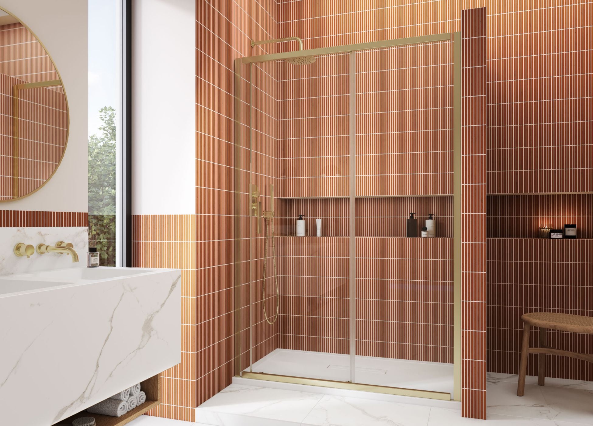 Kudos Showers Siona Sliding Door 1200 - Brushed Brass  Pack 1