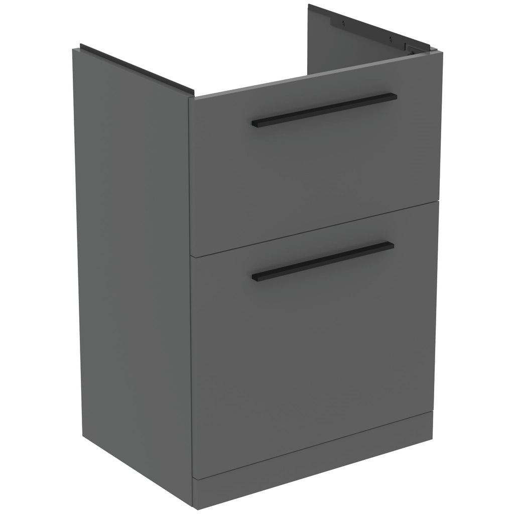 Ideal Standard i.Life A 60cm floor standing vanity unit with 2 drawers (separate handles required), quartz grey matt
