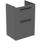 Ideal Standard i.Life A 60cm floor standing vanity unit with 2 drawers (separate handles required), quartz grey matt