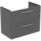Ideal Standard i.Life A 80cm wall hung vanity unit with 2 drawers (separate handles required), quartz grey matt