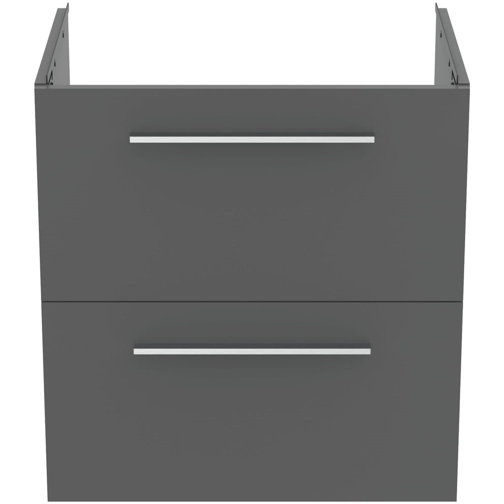Ideal Standard i.Life A 600mm Wall Hung Vanity Unit With 2 Drawers (Separate Handles Required), Matt Quartz Grey