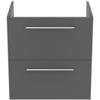 Ideal Standard i.Life A 600mm Wall Hung Vanity Unit With 2 Drawers (Separate Handles Required), Matt Quartz Grey