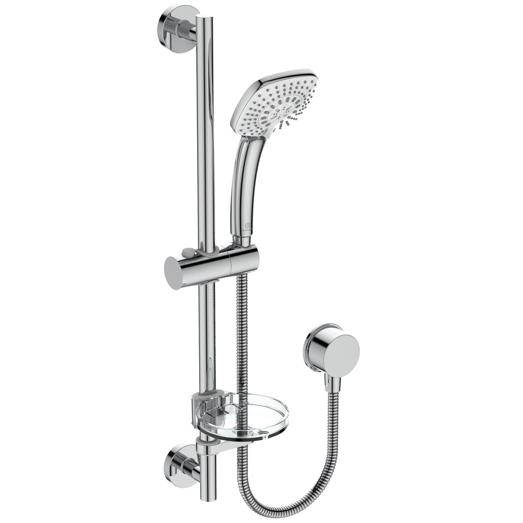 Ideal Standard Easybox Slim Built-In thermostatic shower pack with square faceplate and Idealrain Cube M3 kit Chrome