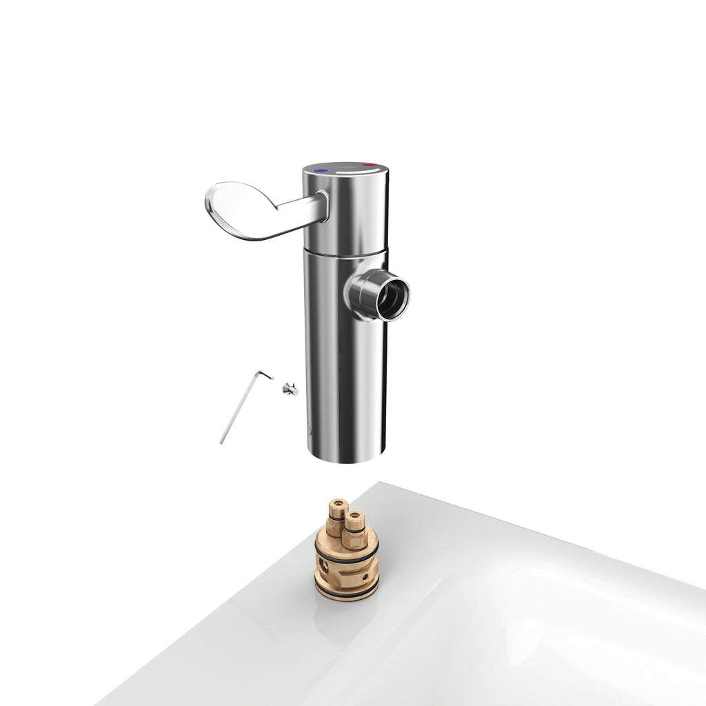 Armitage Shanks Markwik 21+ 1 taphole thermostatic basin mixer, single sequential lever, demountable with copper tails.
