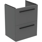 Ideal Standard i.Life S 50cm compact wall hung vanity unit with 2 drawers (separate handles required), quartz grey matt