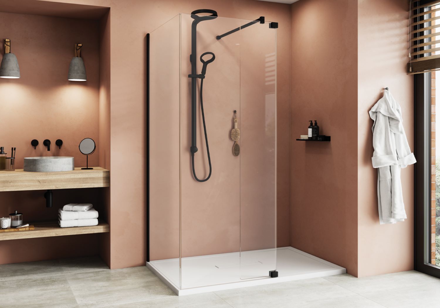 Kudos Showers Ultimate 2 10mm Fold Away Deflector Pane - Left Hand Black