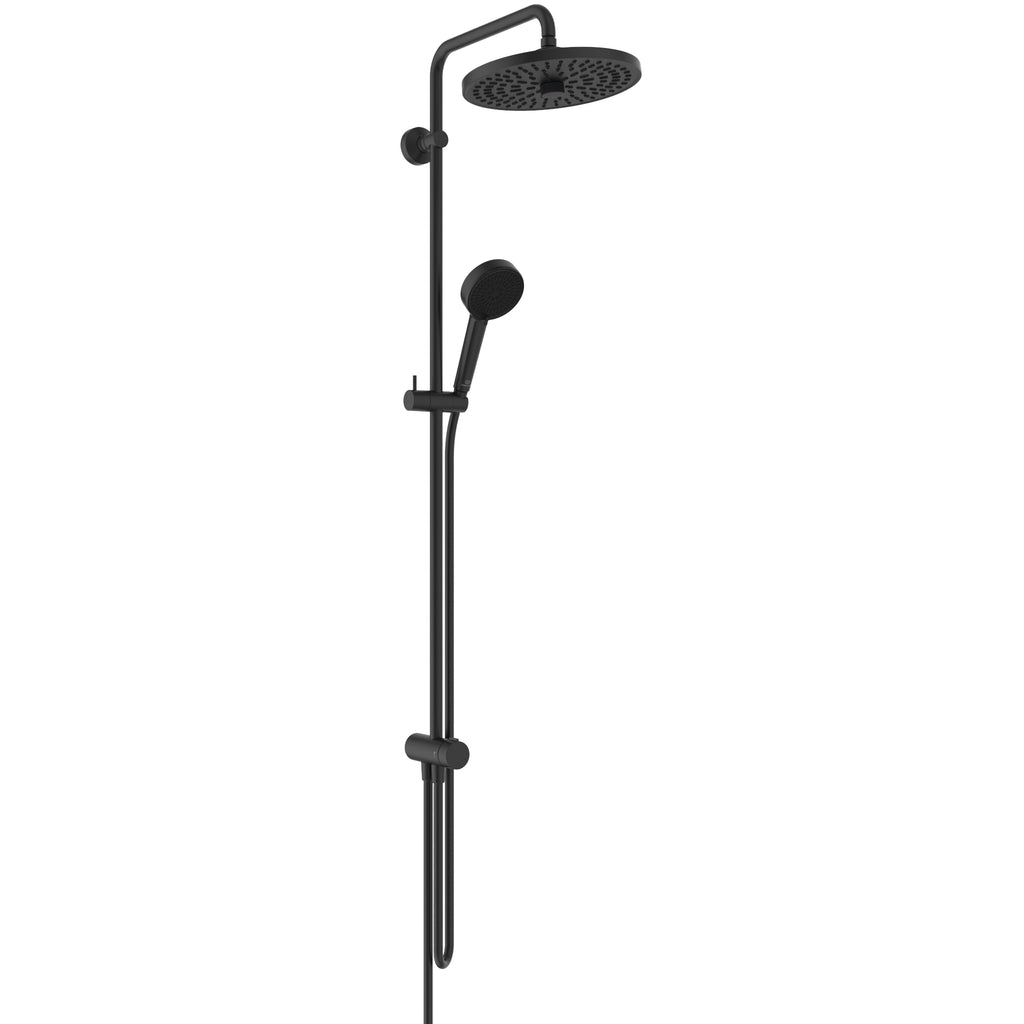 Ideal Standard Ceraflow T25+ shower diverter system with 260mm 2 function showerhead and 100mm 2 function handspray Matt Black Finish