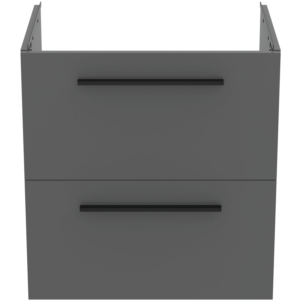 Ideal Standard i.Life A 600mm Wall Hung Vanity Unit With 2 Drawers (Separate Handles Required), Matt Quartz Grey