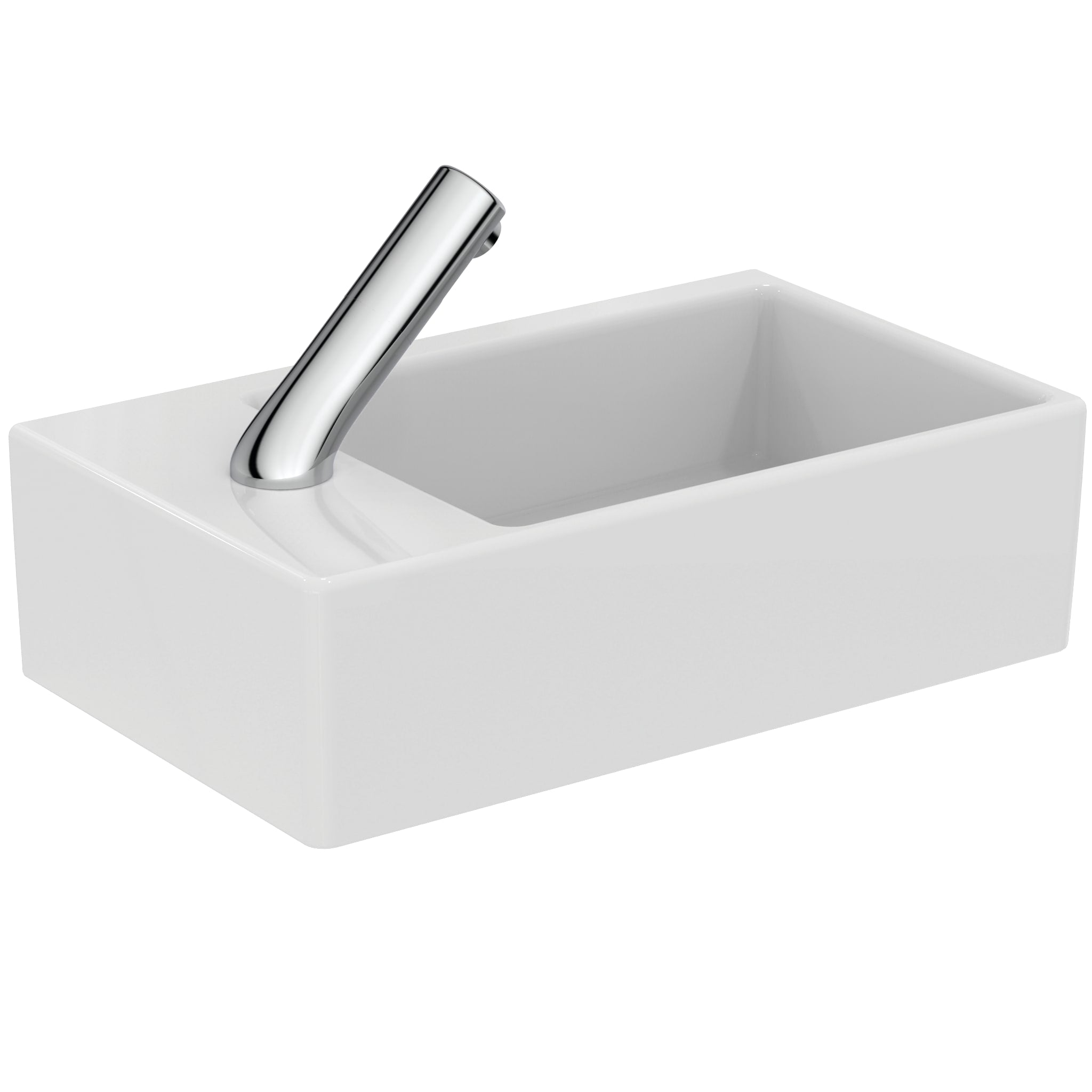 Armitage Shanks Sensorflow 21 compact basin mounted spout with integral sensor, 3.7 litre per minute aerated spray outlet, combined inlet servicing valve and filter, mains