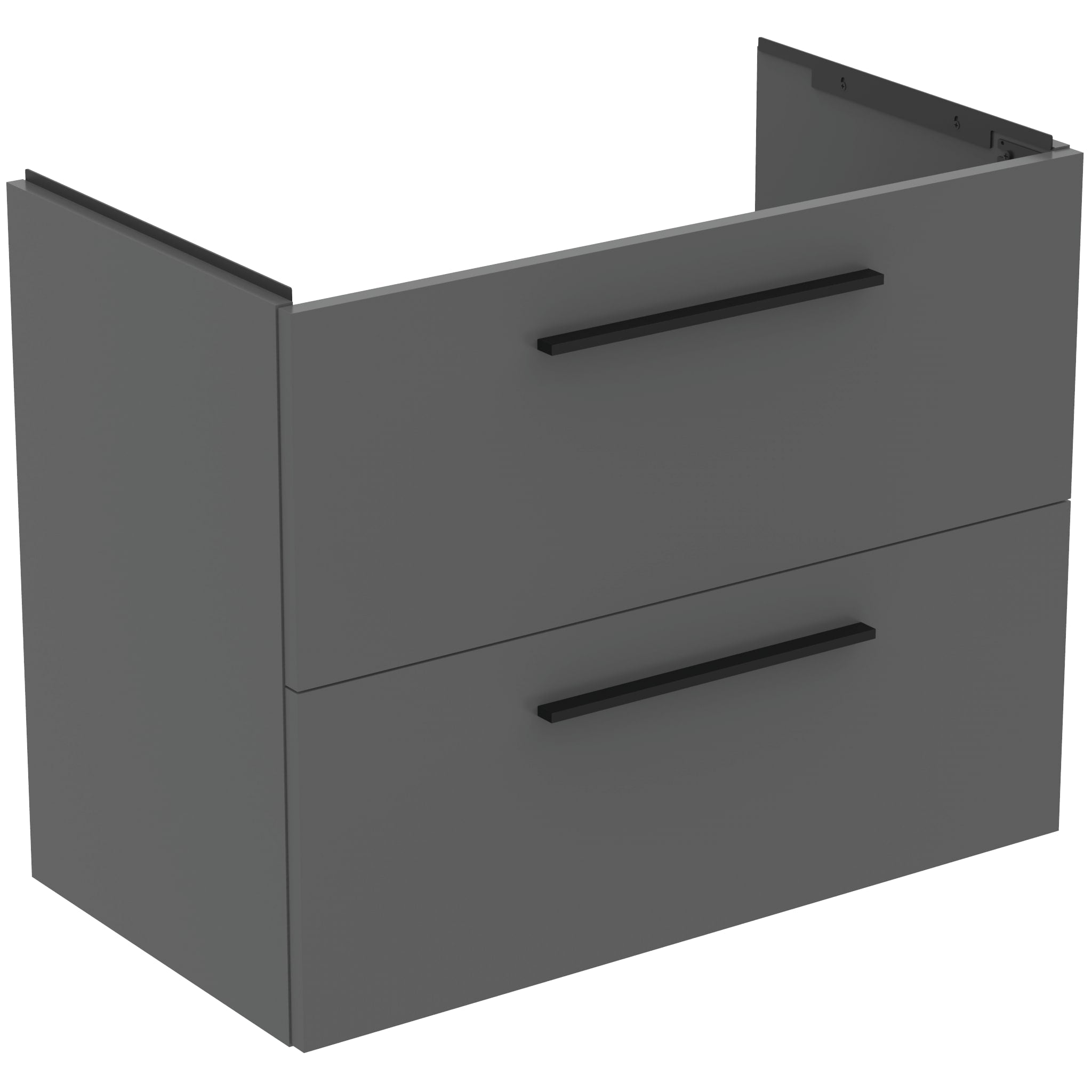 Ideal Standard i.Life A 80cm wall hung vanity unit with 2 drawers (separate handles required), quartz grey matt