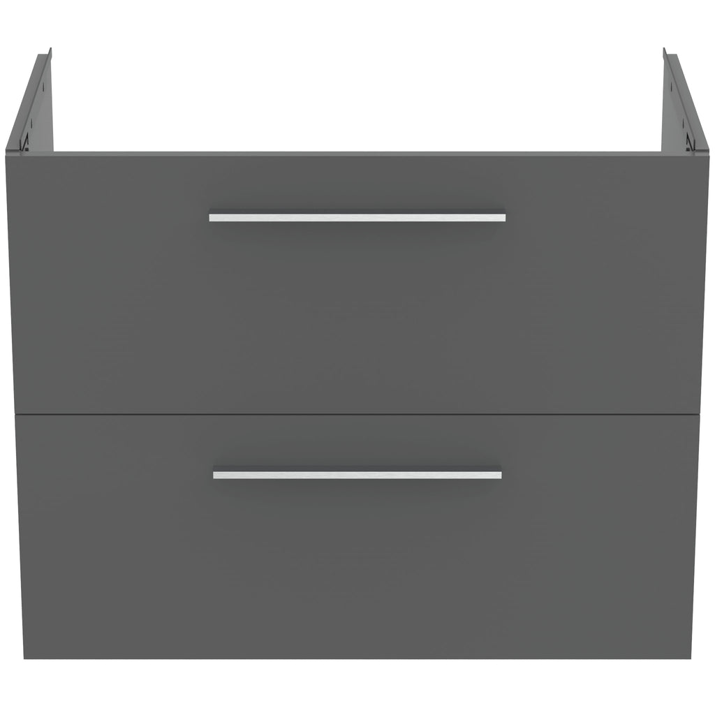 Ideal Standard i.Life A 80cm wall hung vanity unit with 2 drawers (separate handles required), quartz grey matt