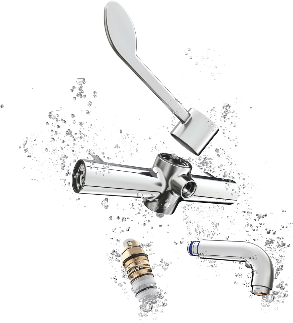 Armitage Shanks Markwik 21+ panel mounted thermostatic basin mixer, single sequential lever, demountable with detachable spout.