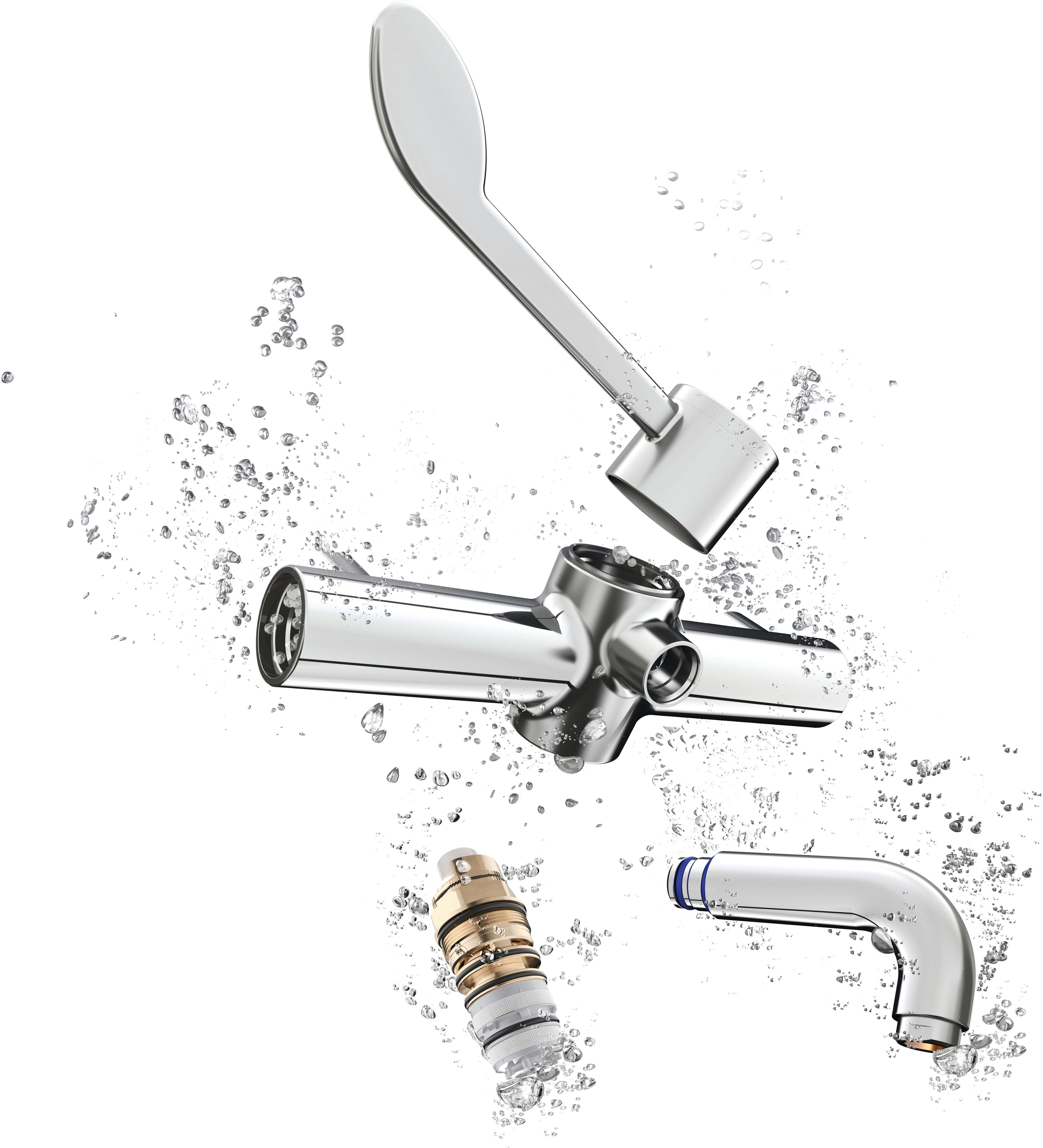 Armitage Shanks Markwik 21+ panel mounted thermostatic basin mixer, single sequential lever, demountable with detachable spout.