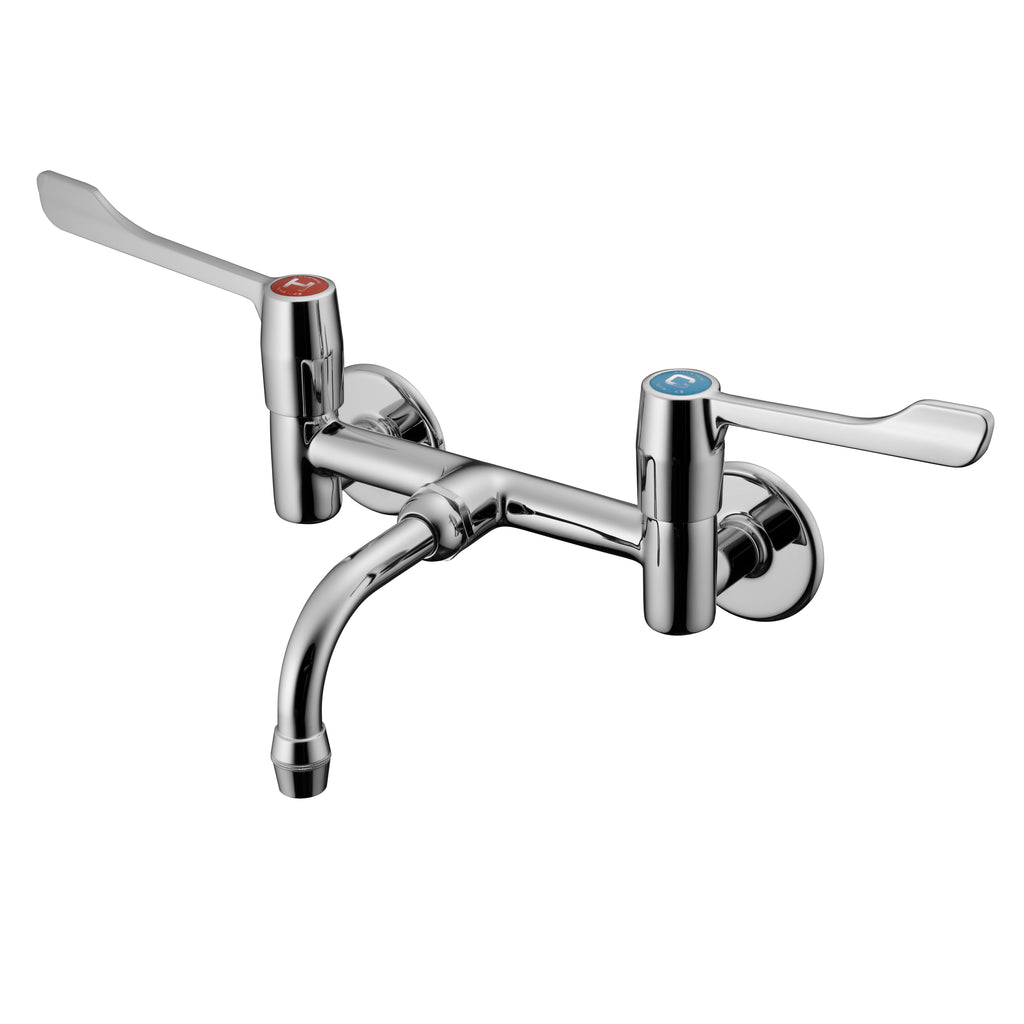 Armitage Shanks Markwik " wall mounted mixer with single flow horizontal spout, anti-splash outlet, 150mm levers and concealed inlets.