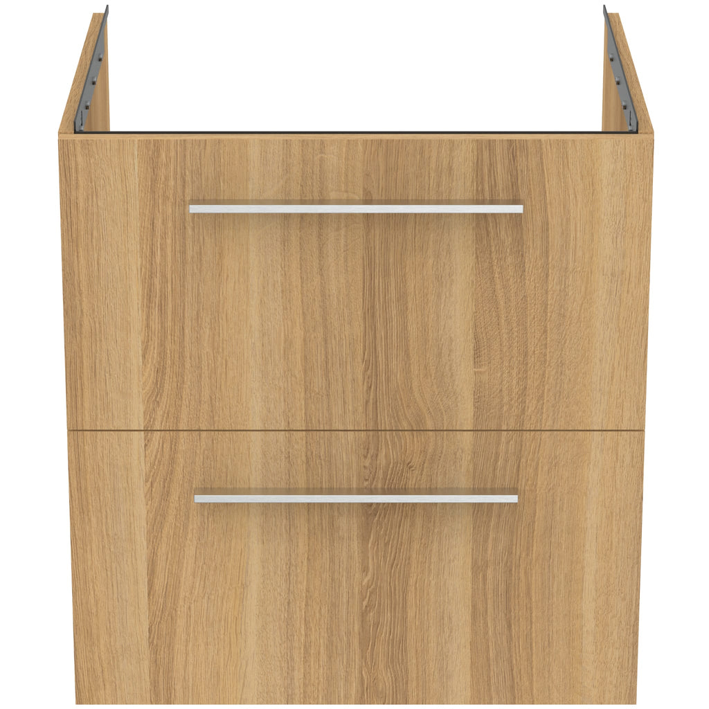 Ideal Standard i.Life B 60cm wall hung vanity unit with 2 drawers, natural oak