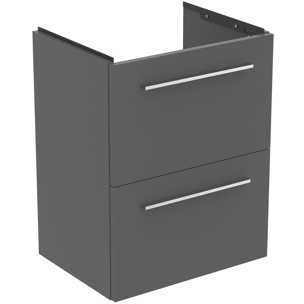 Ideal Standard i.Life S 50cm compact wall hung vanity unit with 2 drawers (separate handles required), quartz grey matt